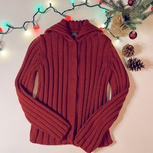 Ribbed Wool Cardigan Sweater, Red, Banana Republic